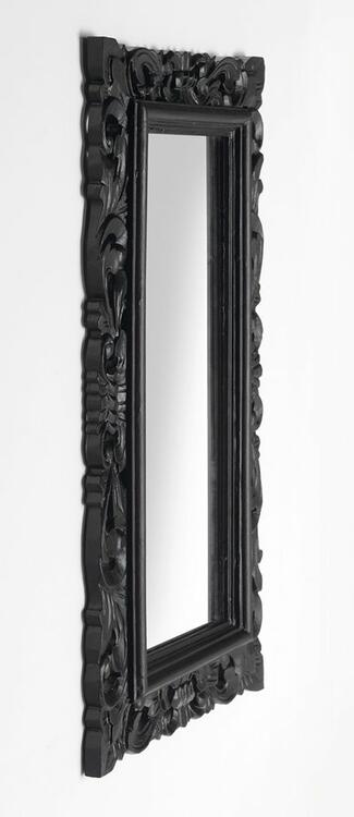 SAMBLUNG zrcadlo ve vyřezávaném rámu 40x70cm, černá