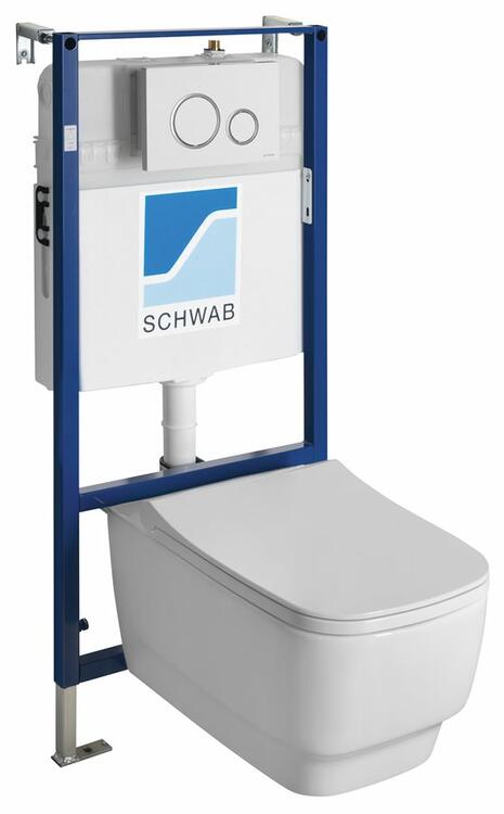 BELLO závěsné WC Rimless s podomítkovou nádržkou a tlačítkem Schwab, bílá
