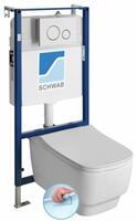 Závěsné WC BELLO Rimless s podomítkovou nádržkou a tlačítkem Schwab, bílá | Více - 