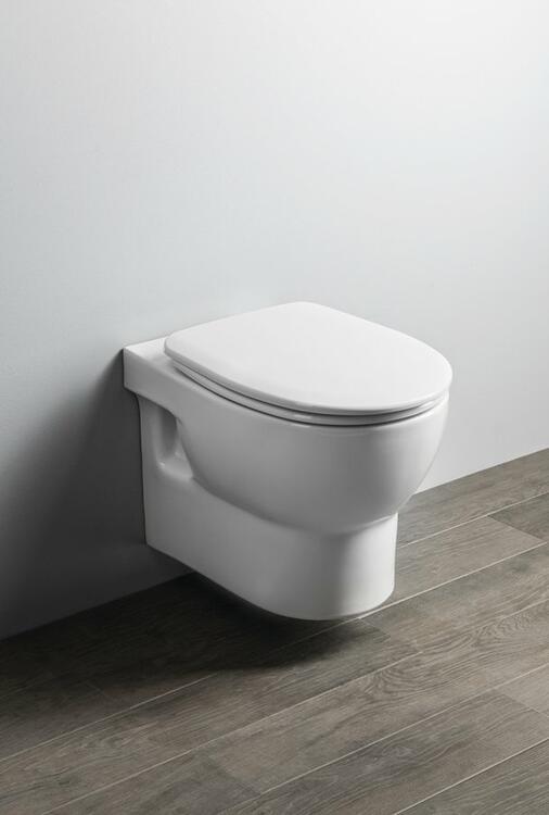 ABSOLUTE závěsné WC Rimless s podomítkovou nádržkou a tlačítkem Schwab, bílá