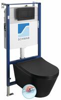 AVVA závěsné WC Rimless s podomítkovou nádržkou a tlačítkem Schwab, černá mat | Více - 