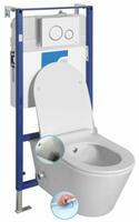 Závěsné WC AVVA CLEANWASH , integr. baterie a bidet. sprška s podomítkovou nádržkou a tlačítkem Schwab, bílá | Více - 