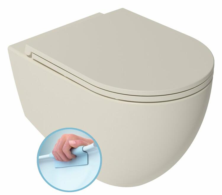 INFINITY závěsná WC mísa, Rimless, 36,5x53cm, ivory