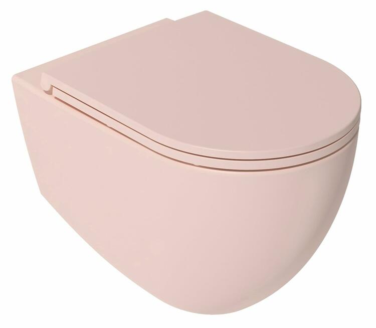 INFINITY závěsná WC mísa, Rimless, 36,5x53cm, růžová Salmon
