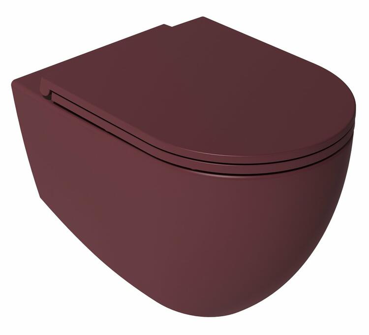 INFINITY závěsná WC mísa, Rimless, 36,5x53cm, maroon red