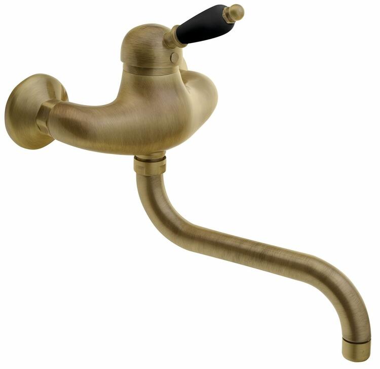 KIRKÉ BLACK nástěnná baterie, černá páčka, bronz