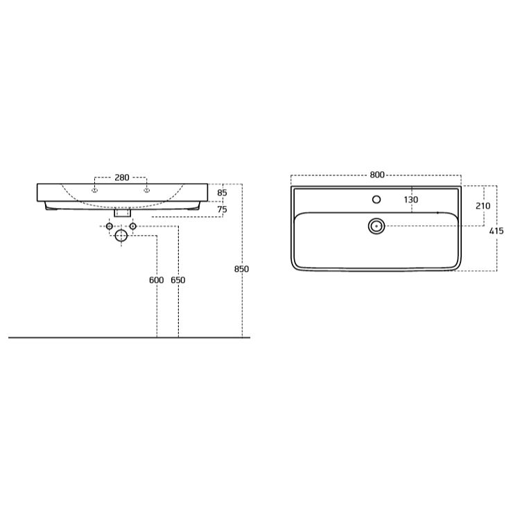 Umyvadlo 80 cm bílé – Bruckner Neon 201.133.0