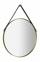 ORBITER kulaté zrcadlo s koženým páskem ø 60cm, zlato mat | Více - 