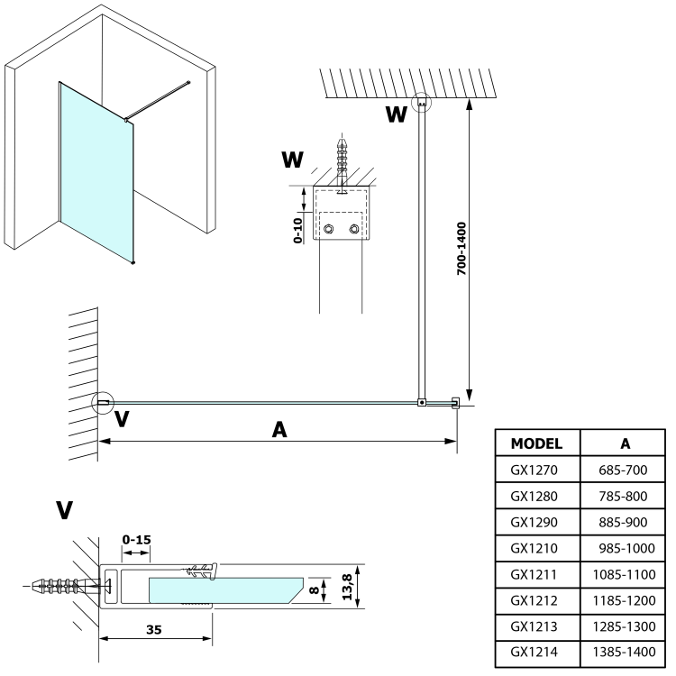 Sprchová stěna Walk-in 100 cm zlatá/transparent – Gelco Vario gold matt GX1210-01