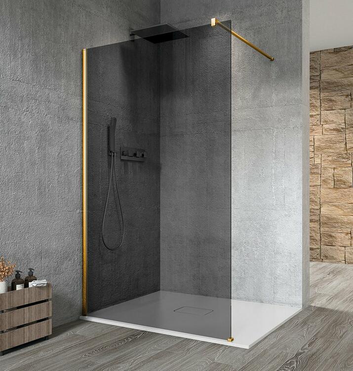 Sprchová stěna Walk-in 70 cm zlatá/kouřové sklo – Gelco Vario gold matt GX1370-01