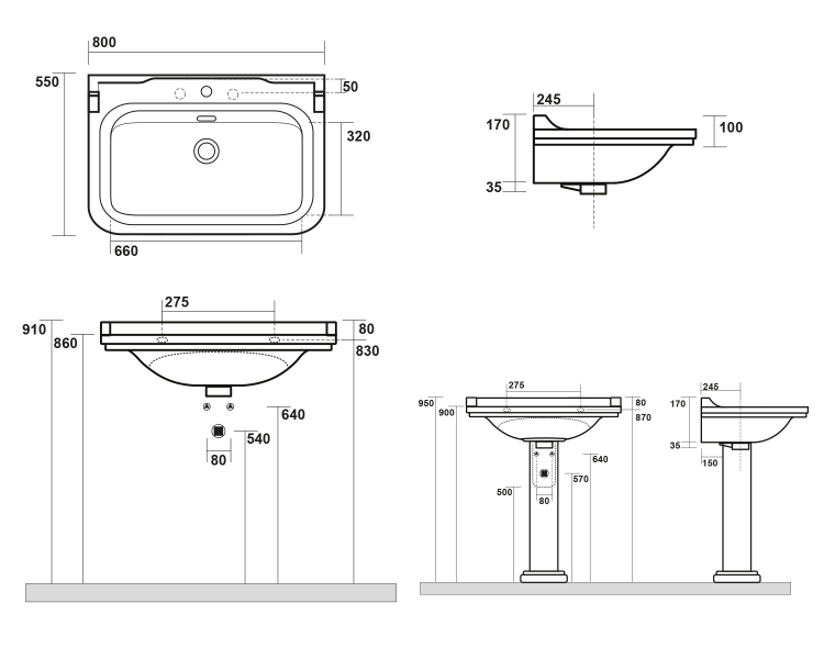 Keramické umyvadlo 80×55 cm černá mat – Kerasan WALDORF 4141K7