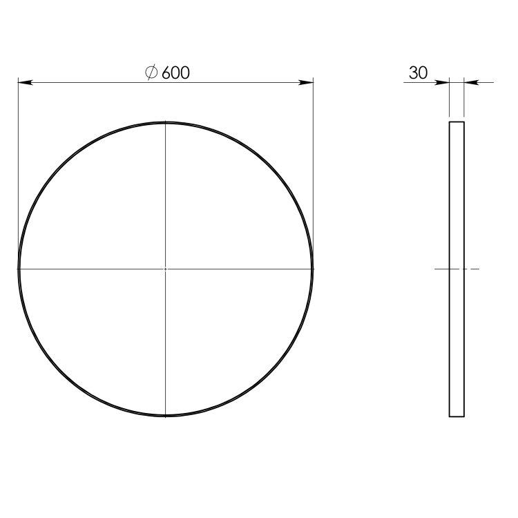 Zrcadlo kulaté v plastovém rámu ø 60cm, bílá