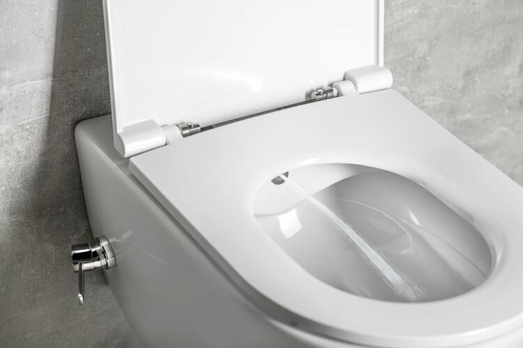 INFINITY CLEANWASH závěsná WC mísa, integrovaná baterie a bidet. sprška, Rimless, 36,5x53cm, bílá