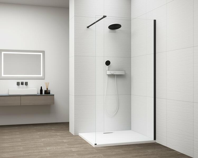 Sprchová stěna Walk-in 70 cm černá/transparent – Polysan Esca black matt ES1070-02