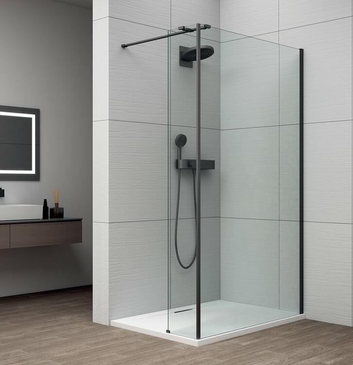 Sprchová stěna Walk-in 70 cm černá/transparent – Polysan Esca black matt ES1070-02