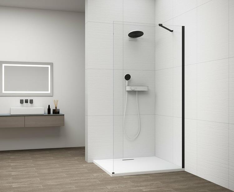 Sprchová stěna Walk-in 80 cm černá/transparent – Polysan Esca black matt ES1080-02