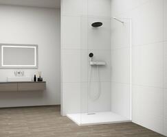 ESCA WHITE MATT jednodílná sprchová zástěna k instalaci ke stěně, sklo čiré, 1100 mm | Více - 