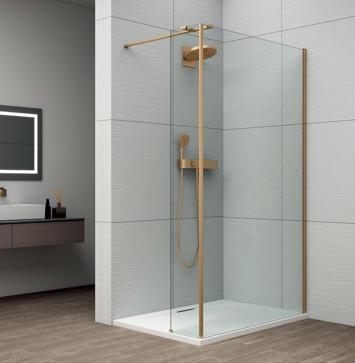 Sprchová stěna Walk-in 100 cm zlatá/transparent – Polysan Esca gold matt ES1010-04