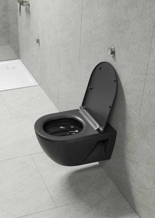 PURA ECO závěsná WC mísa, Swirlflush, 36x55cm, černá dual-mat