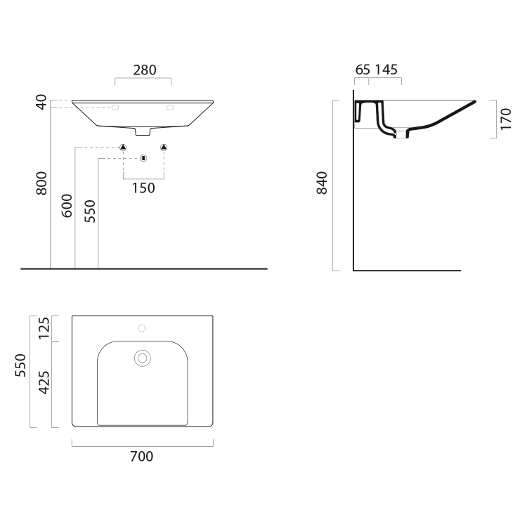 Keramické umyvadlo 70×55 cm bílá – GSI COMMUNITY 7632011