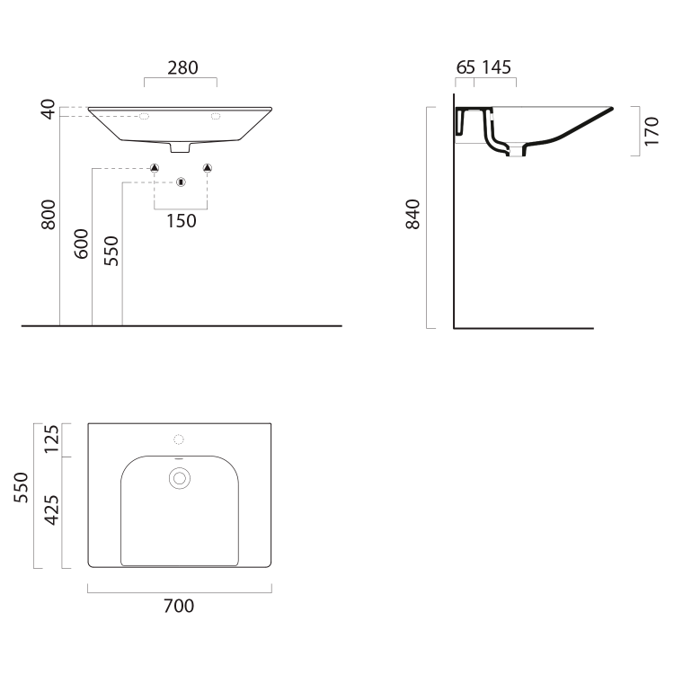 Keramické umyvadlo 70×55 cm bílá – GSI COMMUNITY 7633111