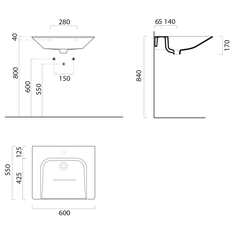 Keramické umyvadlo 60×55 cm bílá – GSI COMMUNITY 7634111
