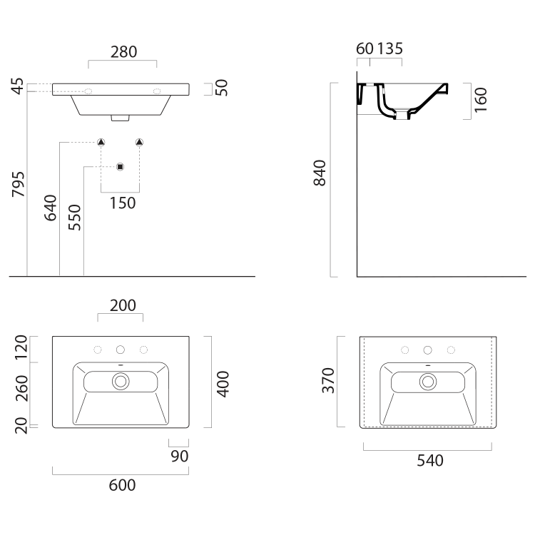 Keramické umyvadlo 60×40 cm bílá – GSI NORM 8636011