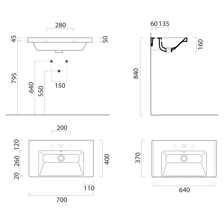 Keramické umyvadlo 70×40 cm bílá – GSI NORM 8637311