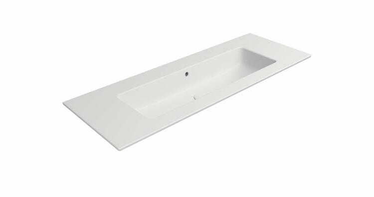 PURA keramické umyvadlo Slim 122x46cm, bez otvoru, bílá mat