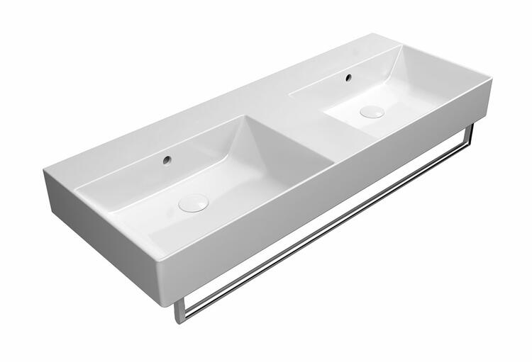 KUBE X keramické dvojumyvadlo 120x47cm, bez otvoru, bílá ExtraGlaze