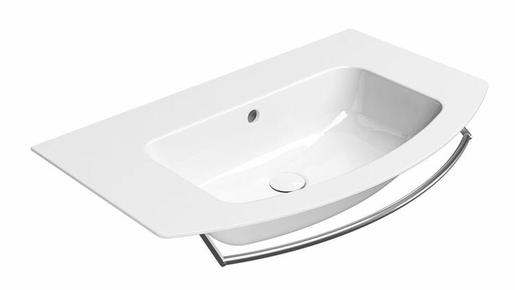 PURA keramické umyvadlo Slim oblé 82x49cm, broušená spodní hrana, bez otvoru, bílá ExtraGlaze