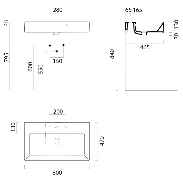 Keramické umyvadlo 80×47 cm bílá – GSI KUBE X 94229111