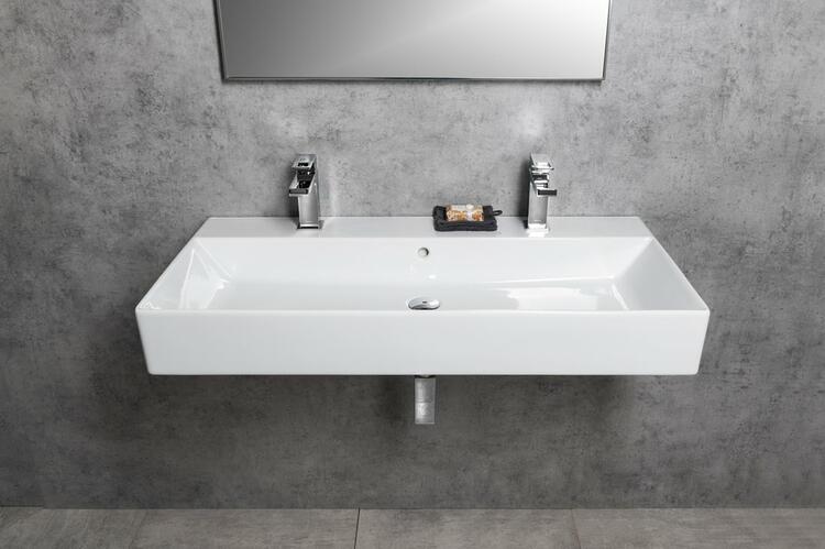 KUBE X keramické dvojumyvadlo 100x47cm, broušená spodní hrana, bílá ExtraGlaze