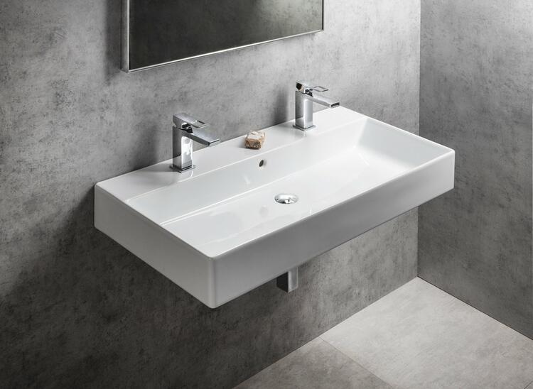 KUBE X keramické dvojumyvadlo 100x47cm, broušená spodní hrana, bílá ExtraGlaze