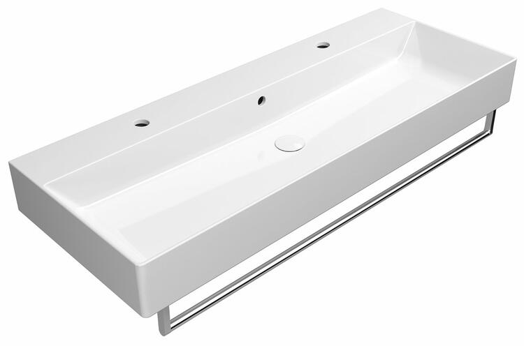 KUBE X keramické dvojumyvadlo 120x47cm, broušená spodní hrana, bílá ExtraGlaze