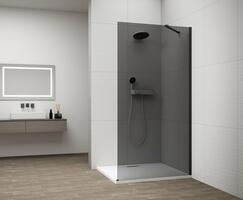 ESCA BLACK MATT jednodílná sprchová zástěna k instalaci ke stěně, kouřové sklo, 1000 mm | Více - 