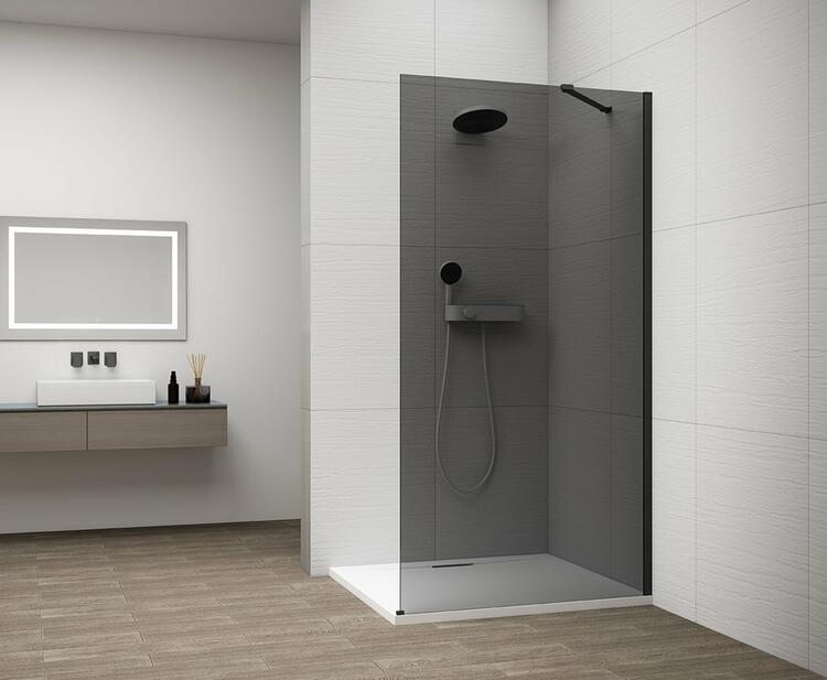 Sprchová stěna Walk-in 100 cm černá/kouřové sklo – Polysan Esca black matt ES1210-02