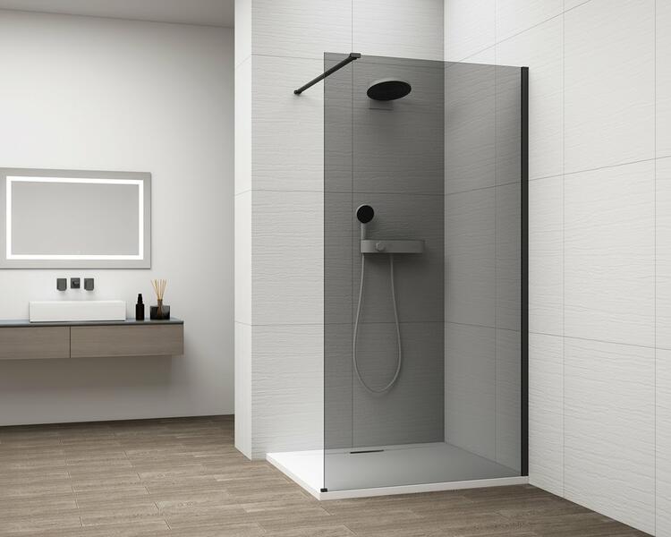 Sprchová stěna Walk-in 120 cm černá/kouřové sklo – Polysan Esca black matt ES1212-02