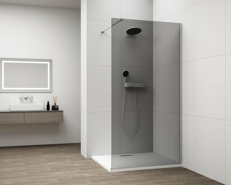 Sprchová stěna Walk-in 130 cm chrom/kouřové sklo – Polysan Esca chrome ES1213-01