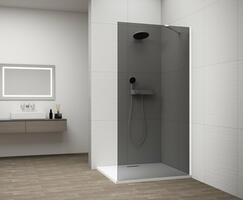ESCA WHITE MATT jednodílná sprchová zástěna k instalaci ke stěně, kouřové sklo, 1000 mm | Více - 