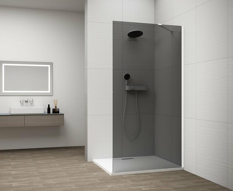 Sprchová stěna Walk-in 110 cm bílá/kouřové sklo – Polysan Esca white mat ES1211-03