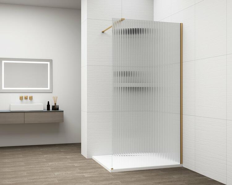 Sprchová stěna Walk-in 90 cm zlatá/sklo Flute – Polysan Esca gold matt ES1390-04