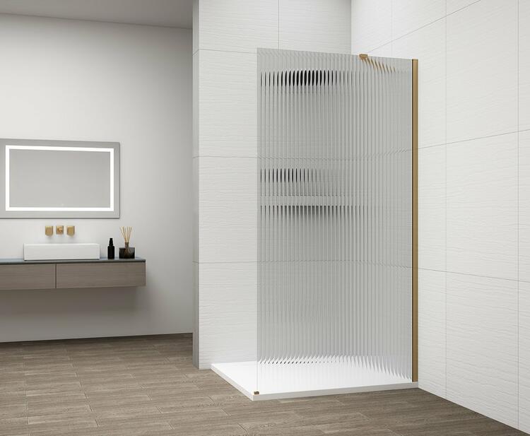 Sprchová stěna Walk-in 90 cm zlatá/sklo Flute – Polysan Esca gold matt ES1390-04