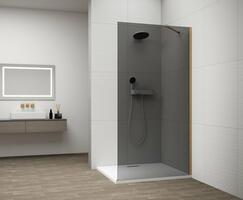 ESCA GOLD MATT jednodílná sprchová zástěna k instalaci ke stěně, kouřové sklo, 1000 mm | Více - 