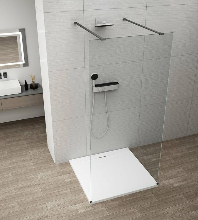 Sprchová stěna Walk-in 110 cm černá/transparent – Polysan Esca black matt ES1011-06