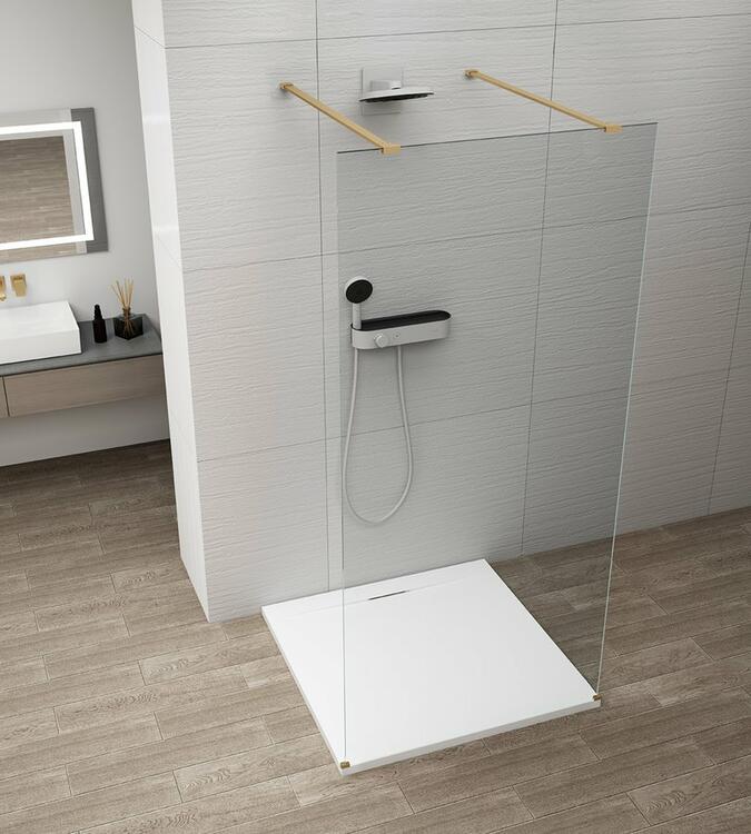 Sprchová stěna Walk-in 150 cm zlatá/transparent – Polysan Esca gold matt ES1015-08