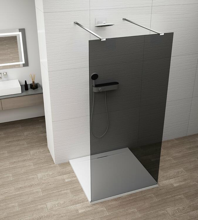 Sprchová stěna Walk-in 140 cm chrom/kouřové sklo – Polysan Esca chrome ES1214-05