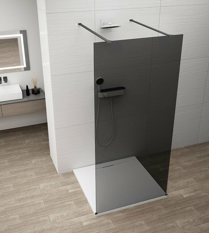 Sprchová stěna Walk-in 150 cm černá/kouřové sklo – Polysan Esca black matt ES1215-06