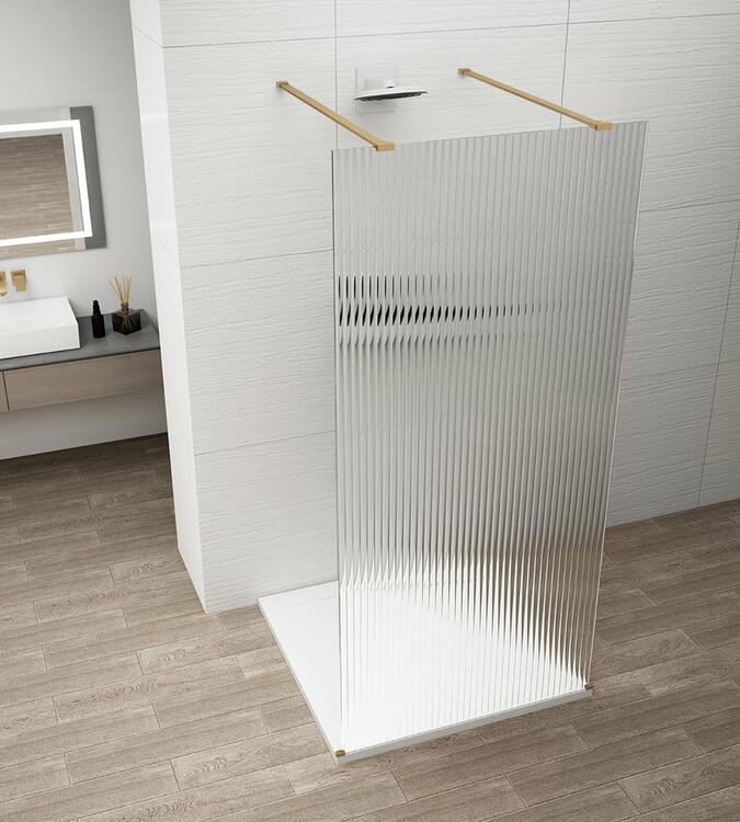 Sprchová stěna Walk-in 120 cm zlatá/sklo Flute – Polysan Esca gold matt ES1312-08