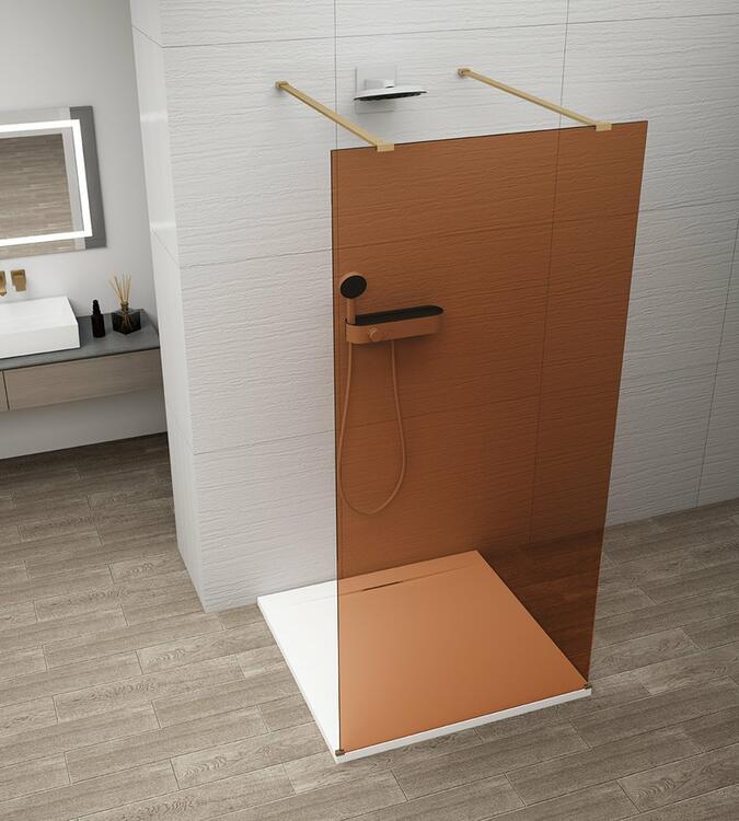 Sprchová stěna Walk-in 120 cm zlatá/sklo Marron – Polysan Esca gold matt ES1512-08